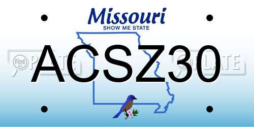 ACSZ30 Missouri License Plate