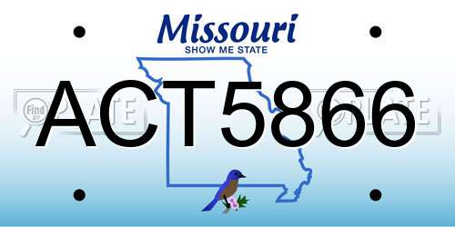 ACT5866 Missouri License Plate