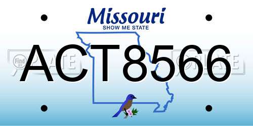 ACT8566 Missouri License Plate