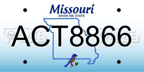ACT8866 Missouri License Plate