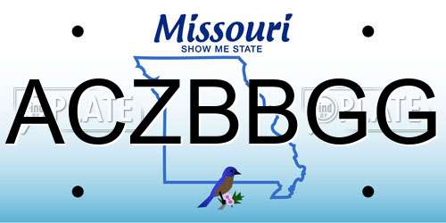 ACZBBGG Missouri License Plate