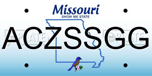 ACZSSGG Missouri License Plate