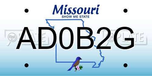 AD0B2G Missouri License Plate