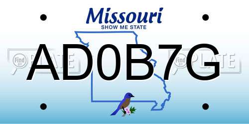 AD0B7G Missouri License Plate