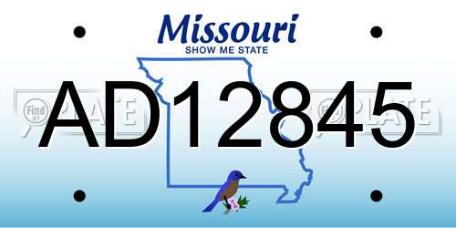 AD12845 Missouri License Plate