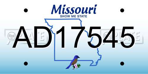 AD17545 Missouri License Plate
