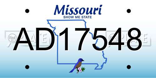 AD17548 Missouri License Plate