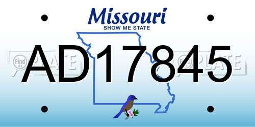 AD17845 Missouri License Plate