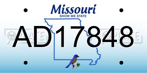 AD17848 Missouri License Plate