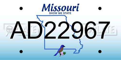 AD22967 Missouri License Plate