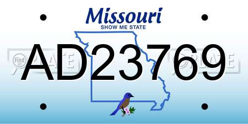AD23769 Missouri License Plate