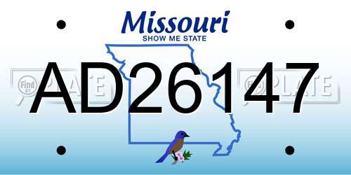 AD26147 Missouri License Plate