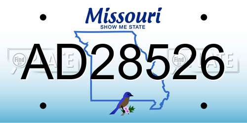 AD28526 Missouri License Plate