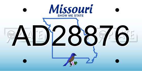 AD28876 Missouri License Plate