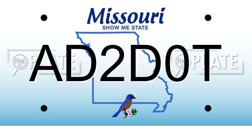 AD2D0T Missouri License Plate