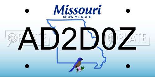 AD2D0Z Missouri License Plate