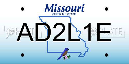 AD2L1E Missouri License Plate