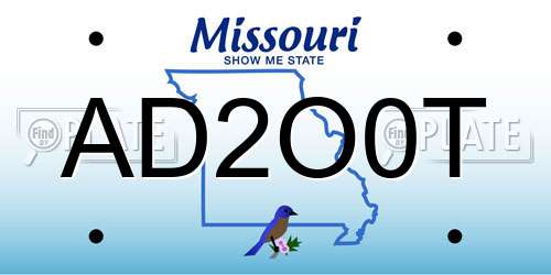 AD2O0T Missouri License Plate