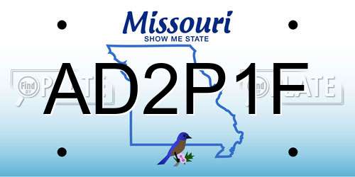 AD2P1F Missouri License Plate