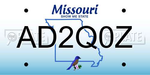 AD2Q0Z Missouri License Plate