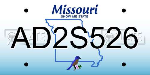 AD2S526 Missouri License Plate