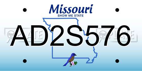 AD2S576 Missouri License Plate