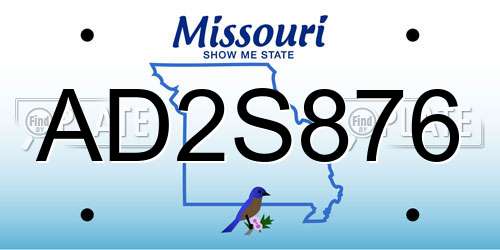 AD2S876 Missouri License Plate