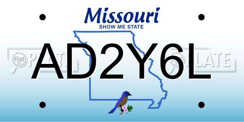AD2Y6L Missouri License Plate
