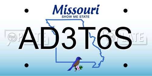 AD3T6S Missouri License Plate