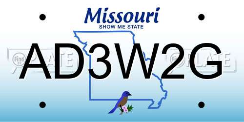 AD3W2G Missouri License Plate