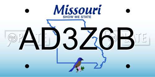 AD3Z6B Missouri License Plate