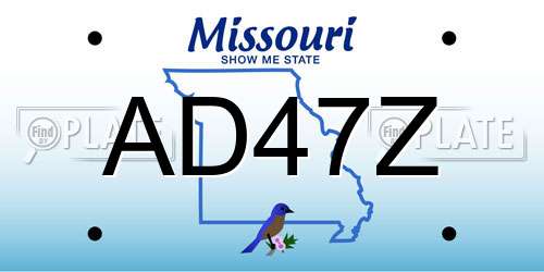 AD47Z Missouri License Plate
