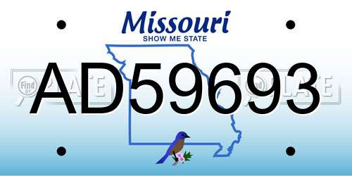 AD59693 Missouri License Plate