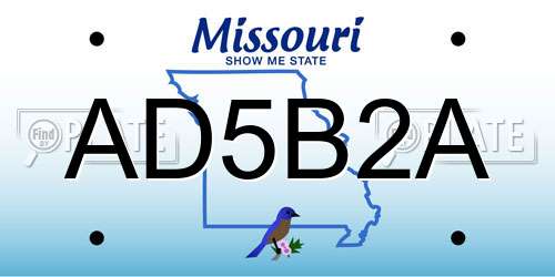 AD5B2A Missouri License Plate