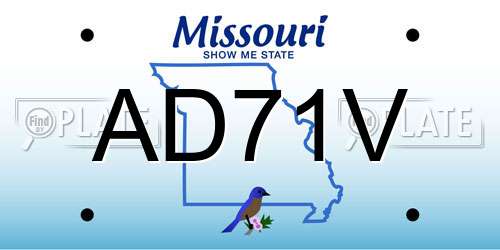 AD71V Missouri License Plate
