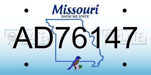 AD76147 Missouri License Plate