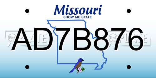 AD7B876 Missouri License Plate