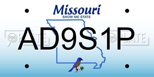 AD9S1P Missouri License Plate
