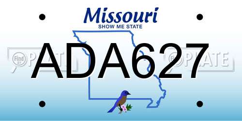 ADA627 Missouri License Plate