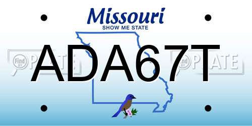 ADA67T Missouri License Plate