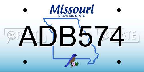 ADB574 Missouri License Plate