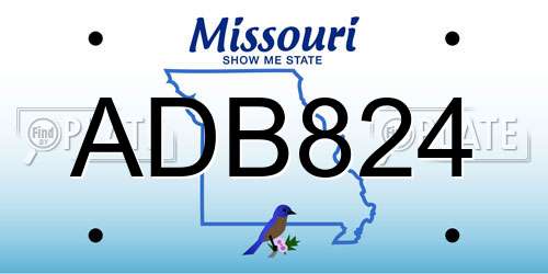 ADB824 Missouri License Plate