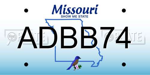 ADBB74 Missouri License Plate