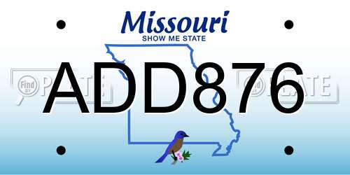 ADD876 Missouri License Plate