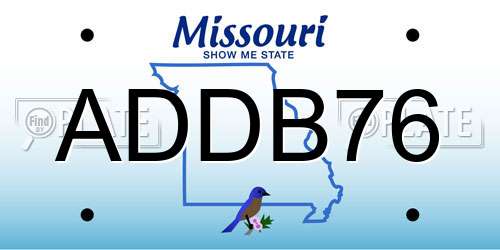 ADDB76 Missouri License Plate