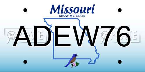 ADEW76 Missouri License Plate