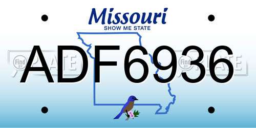 ADF6936 Missouri License Plate