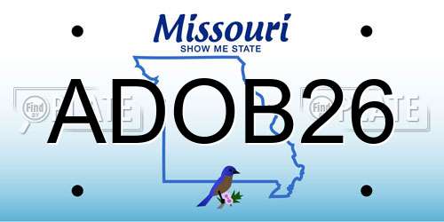 ADOB26 Missouri License Plate