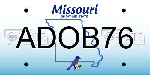 ADOB76 Missouri License Plate