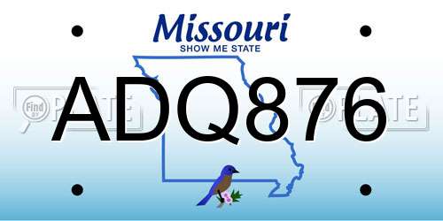 ADQ876 Missouri License Plate